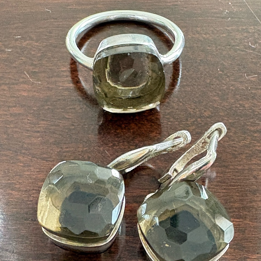 Elegant Silver and Smokey Quartz Jewelry Set